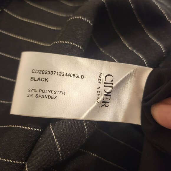 Cider Women's Size Medium Black Striped Split Button Blazer Mini Dress Pleated - Picture 7 of 10